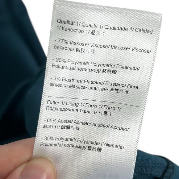 Escada Dark Teal V Neck Gathered Ruched Waist Dress Womens Size 40 / US Medium - Picture 4 of 6